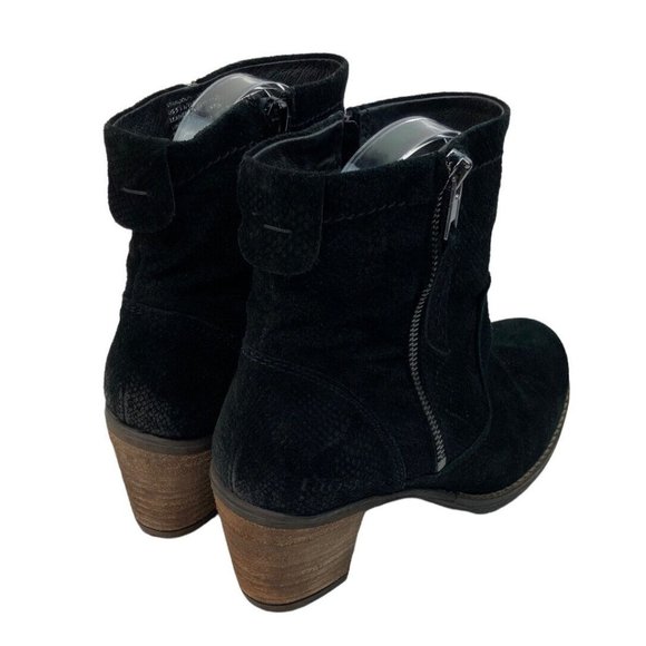 *Taos Standout Black Suede Leather Boots Womens US 5.5 Reptile Embossed - Picture 4 of 12